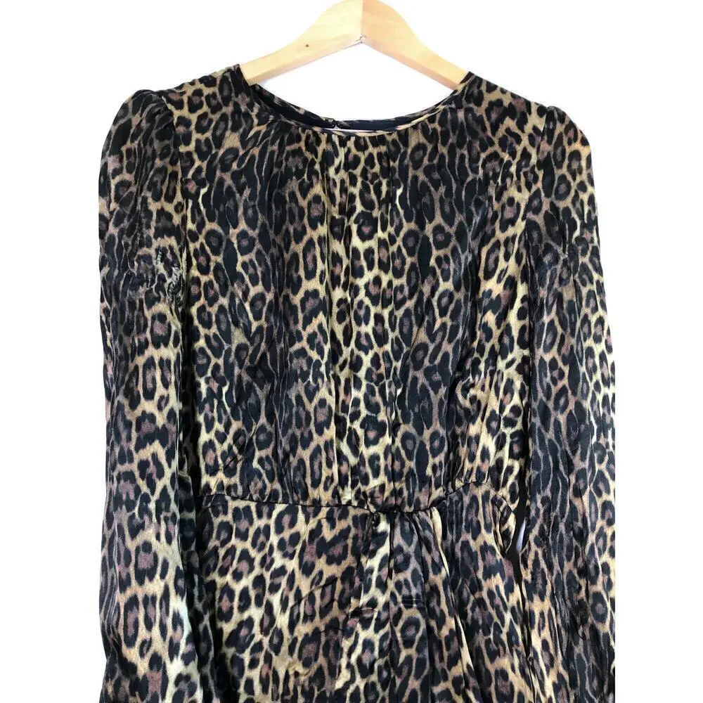The Kooples Leopard Dress Silk Long Sleeve Mini L